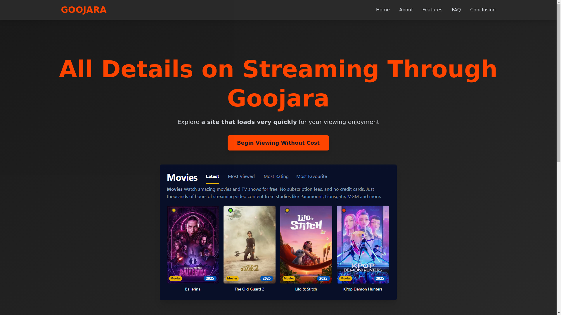 website screenshot of https://goojara-1sfi.pages.dev/