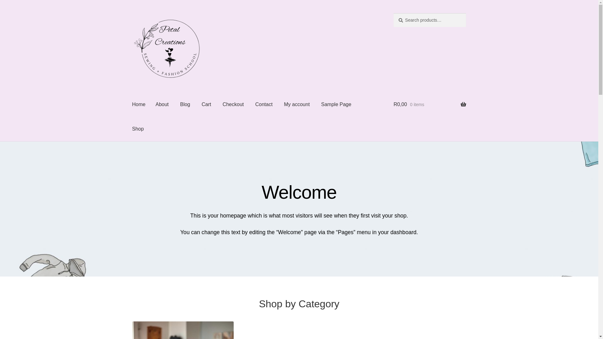 website screenshot of https://petalcreations.co.za/
