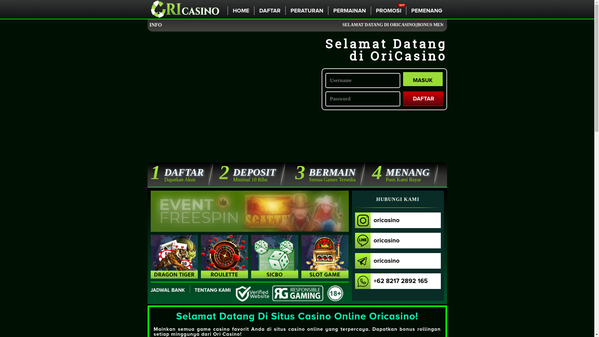 website screenshot of https://oricasino2.me/
