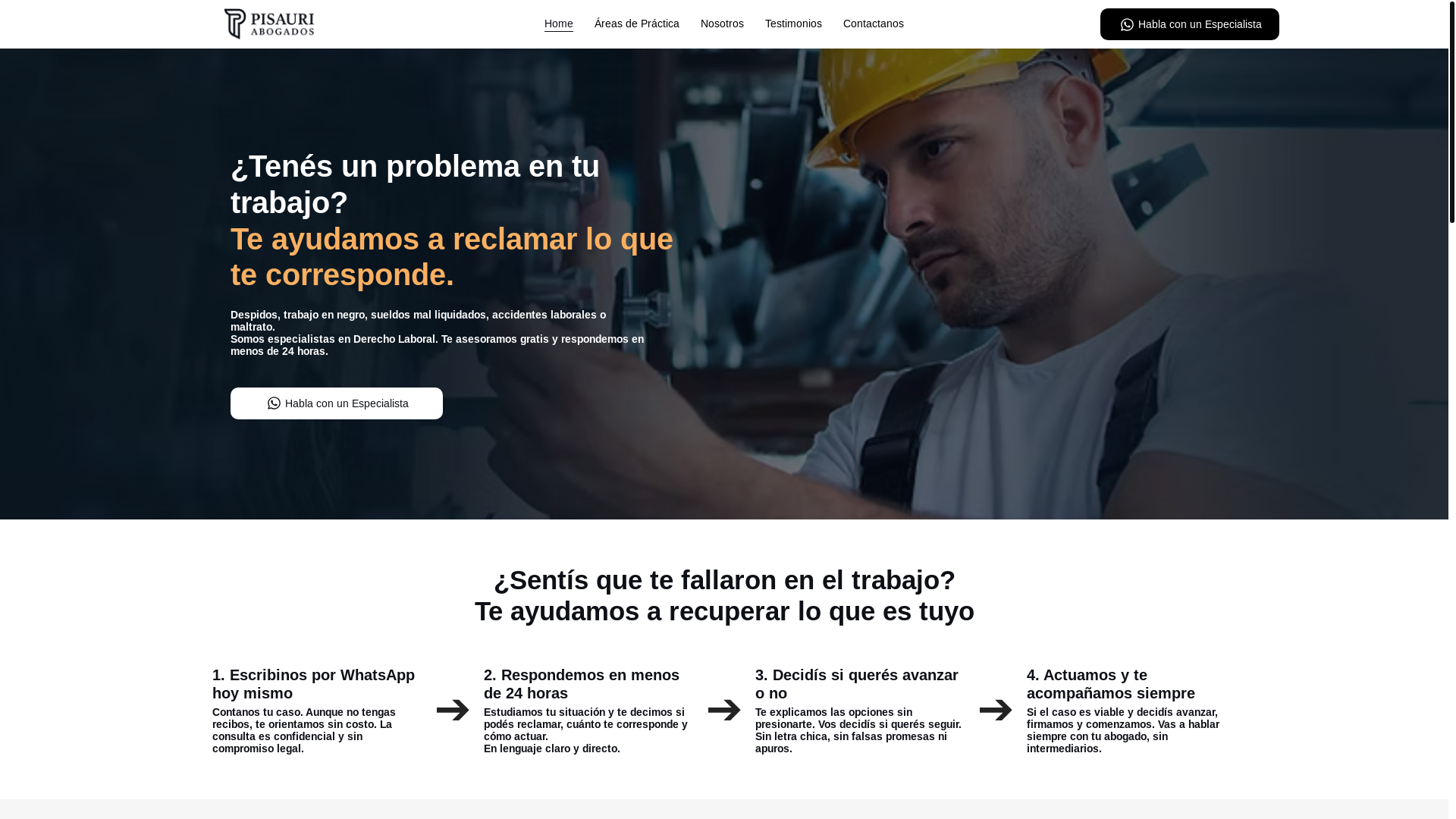 website screenshot of https://pisauriabogados.com/
