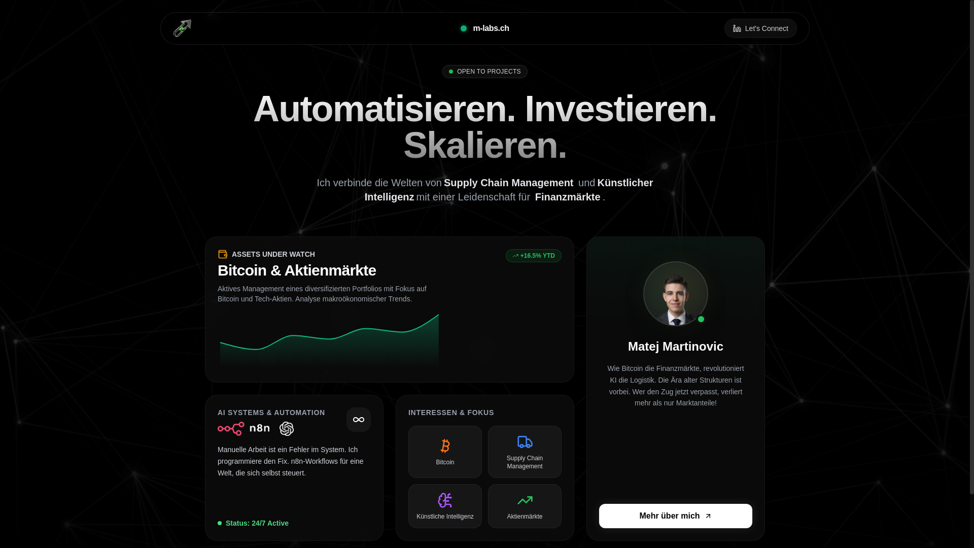 website screenshot of https://m-labs.ch/