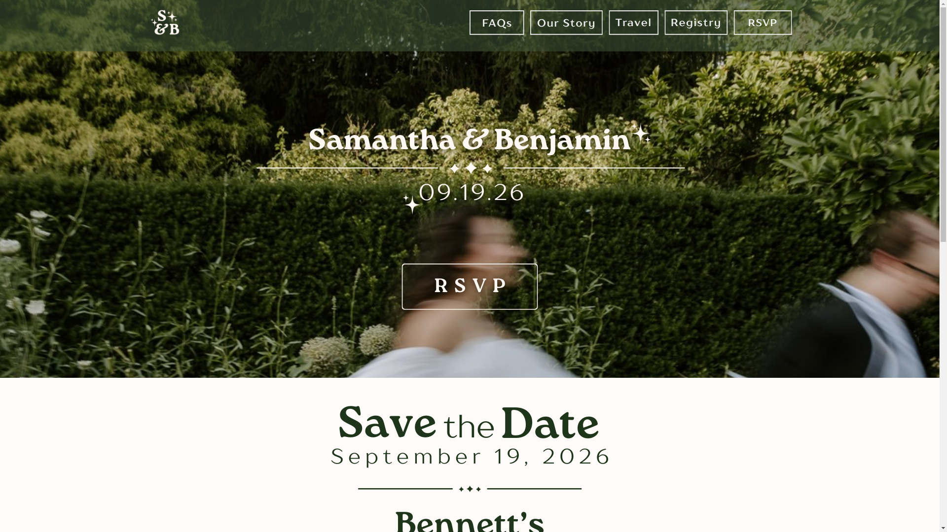 website screenshot of https://thefendelwedding.com/