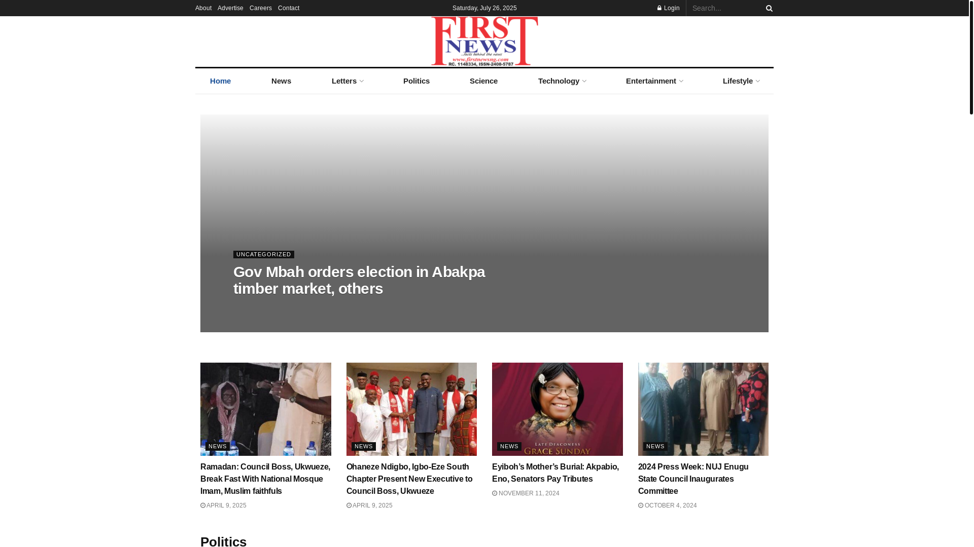 website screenshot of https://firstnews.ng/