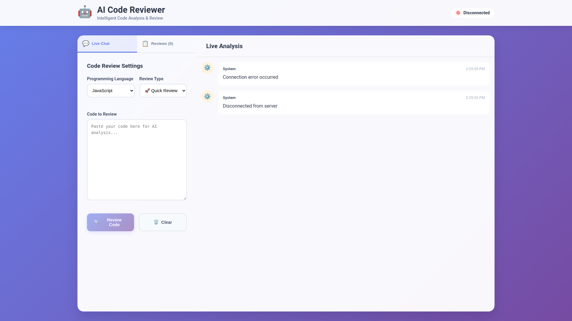 website screenshot of https://ai-code-reviewer-5fq.pages.dev/