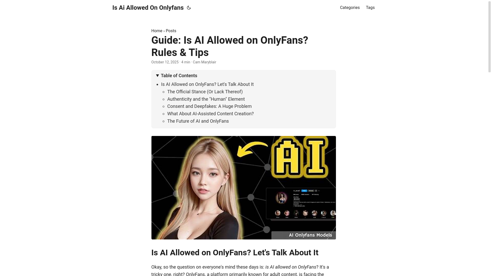 website screenshot of https://is-ai-allowed-on-onlyfans.pages.dev/