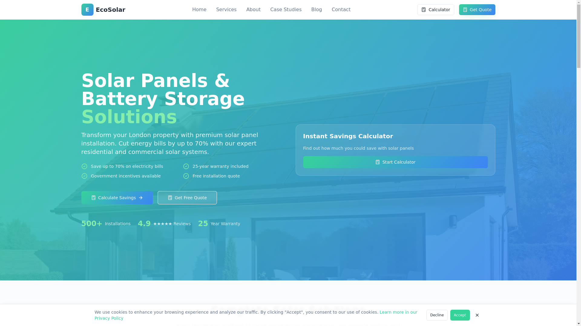 website screenshot of https://solarinstallationuk.co.uk/