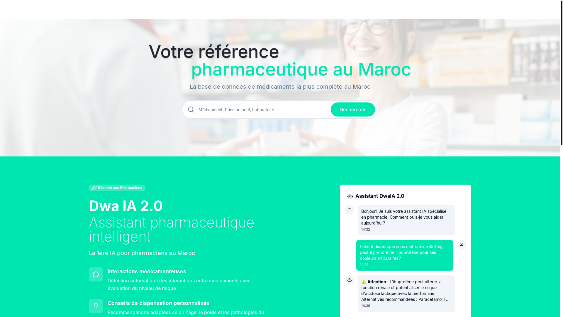 website screenshot of https://dwaia.ma/