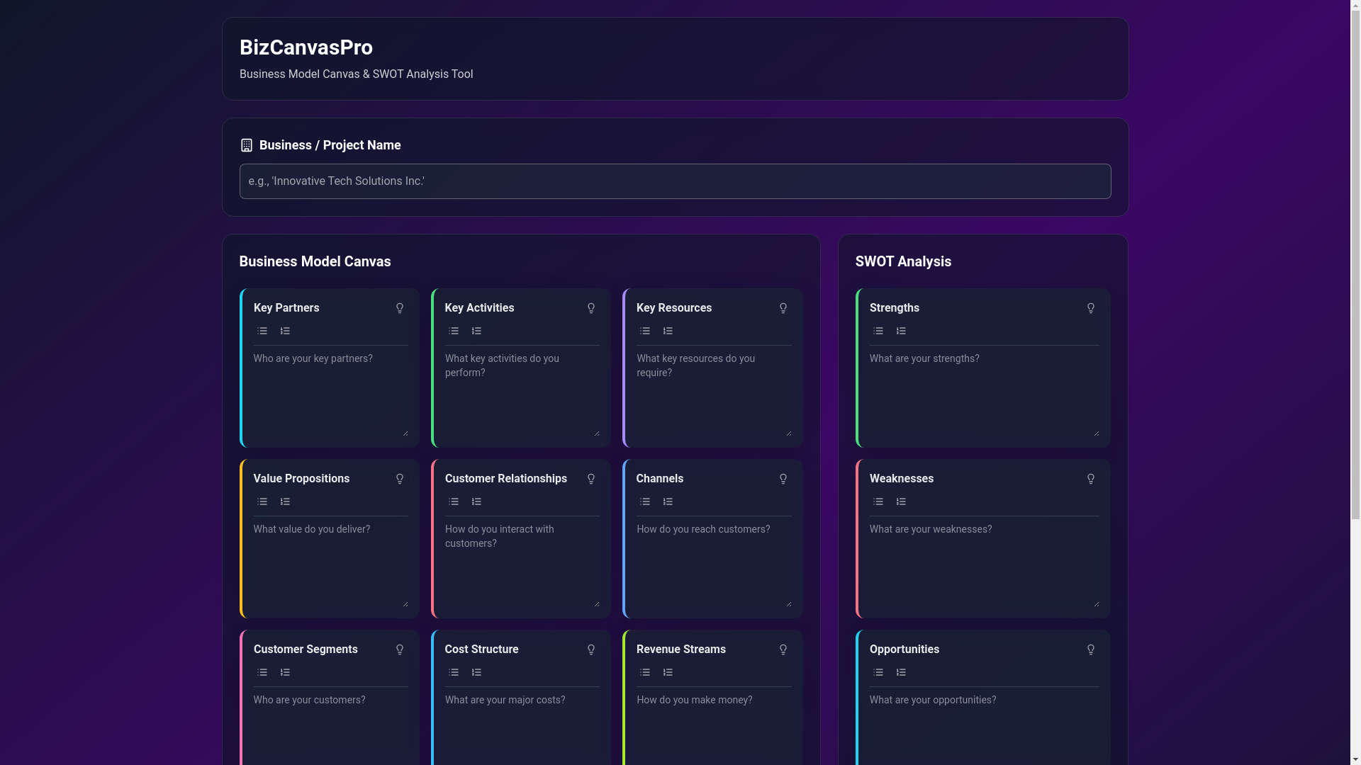 website screenshot of https://businesscanvaspro.com/