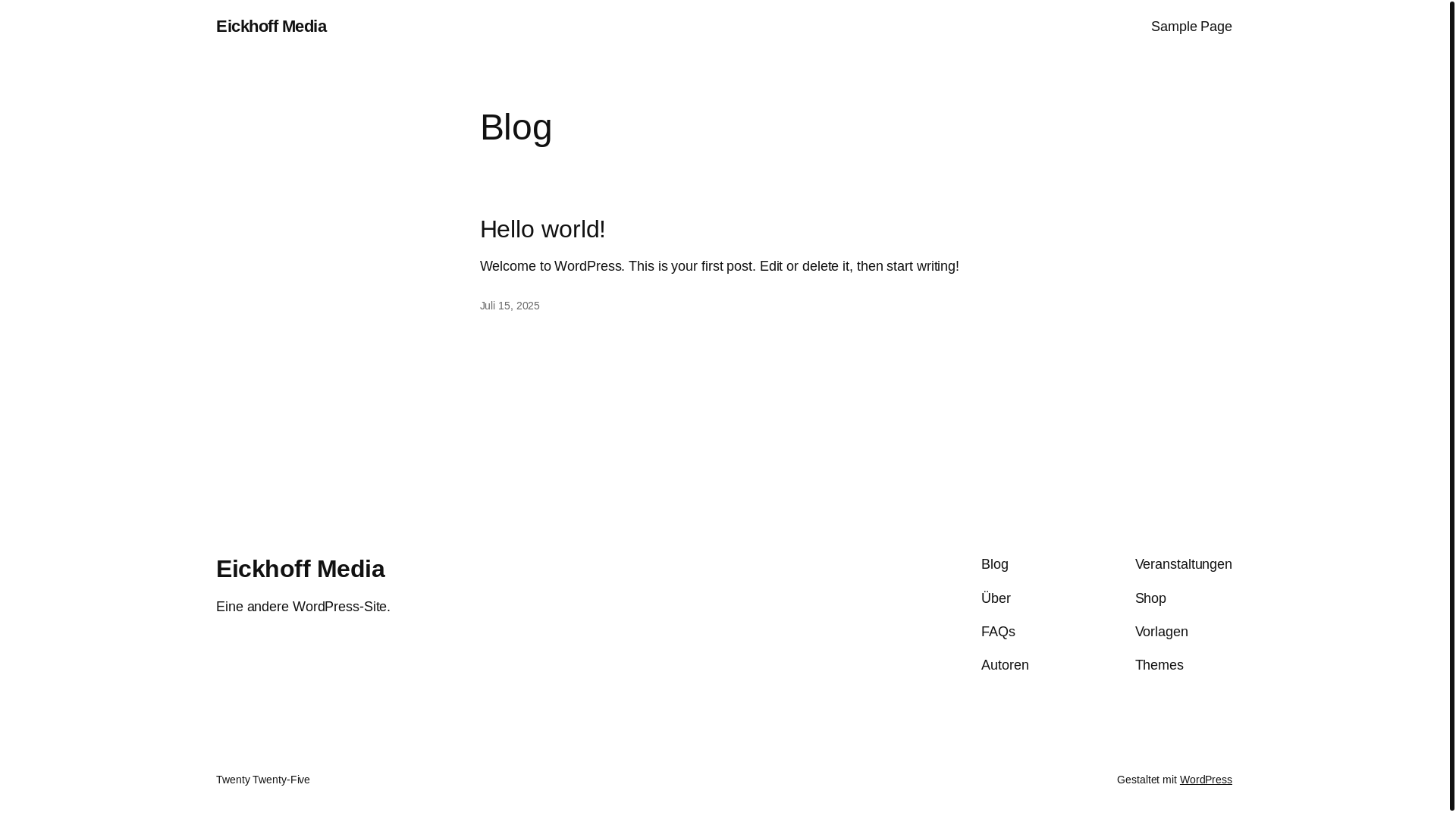 website screenshot of https://eickhoff-media.de/