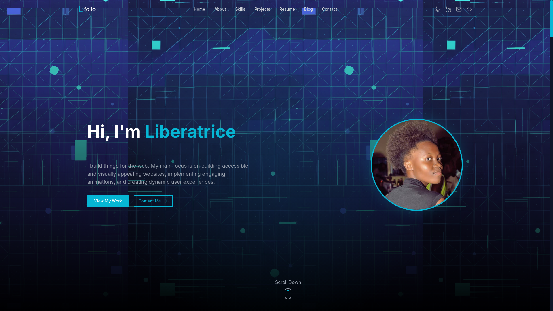 website screenshot of https://liberatrice-bayizere.netlify.app/