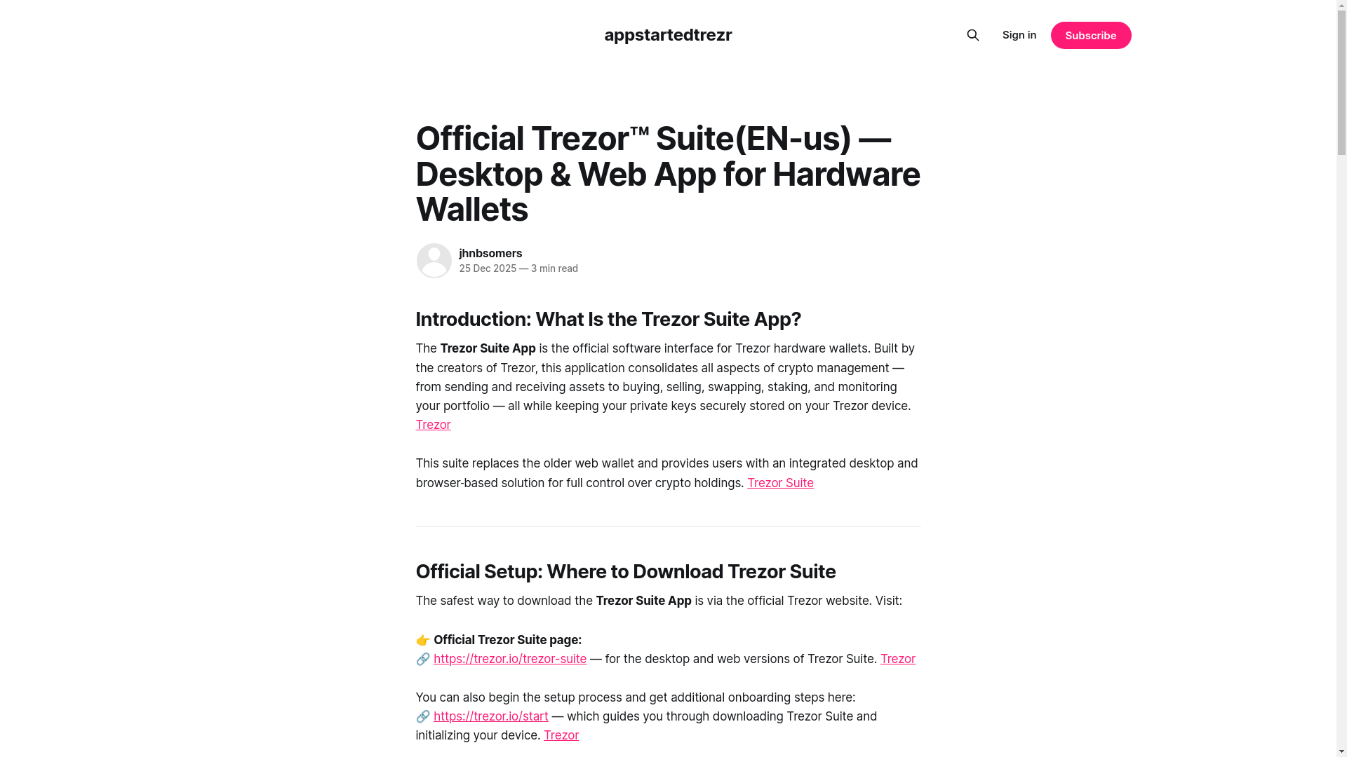 website screenshot of https://appstartedtrezr.ghost.io/en-us/