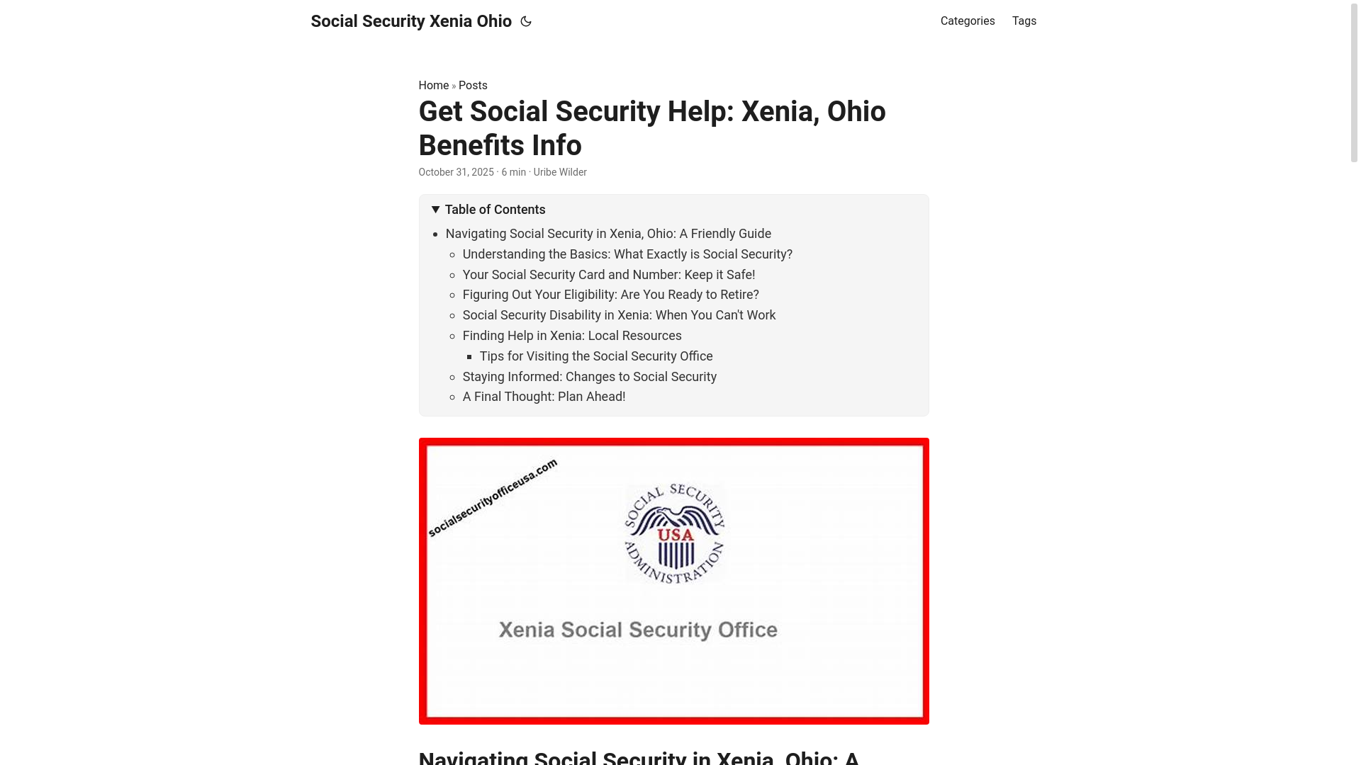 website screenshot of https://social-security-xenia-ohio.pages.dev/