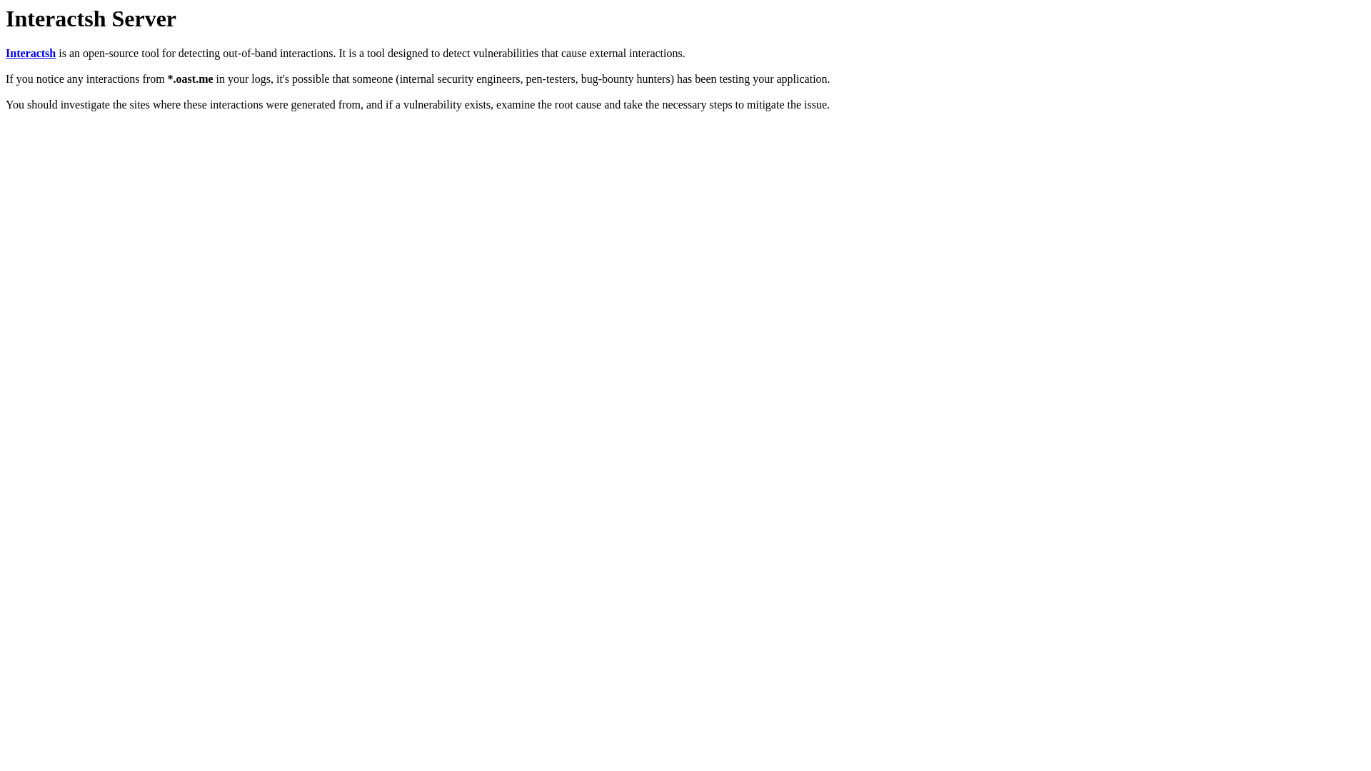 website screenshot of https://oast.me/