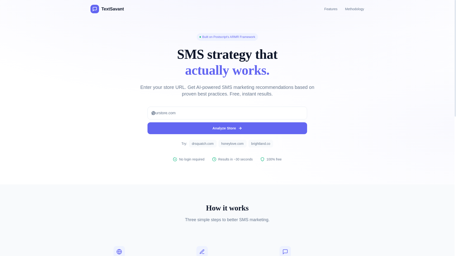 website screenshot of https://textsavant.com/