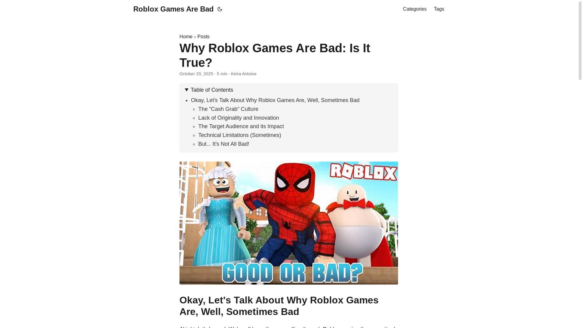 website screenshot of https://roblox-games-are-bad.pages.dev/