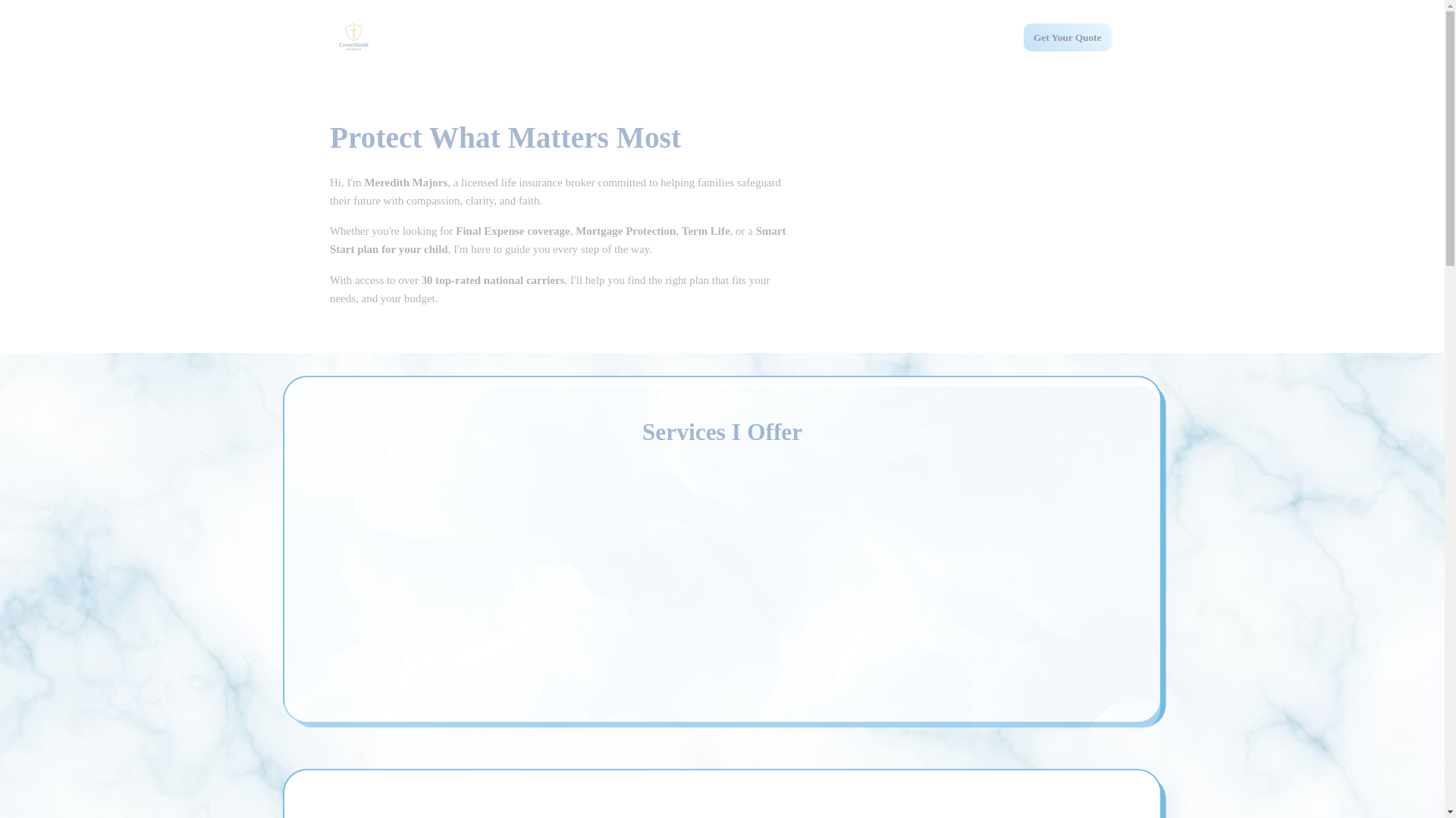 website screenshot of https://meredithmajorsinsurance.com/