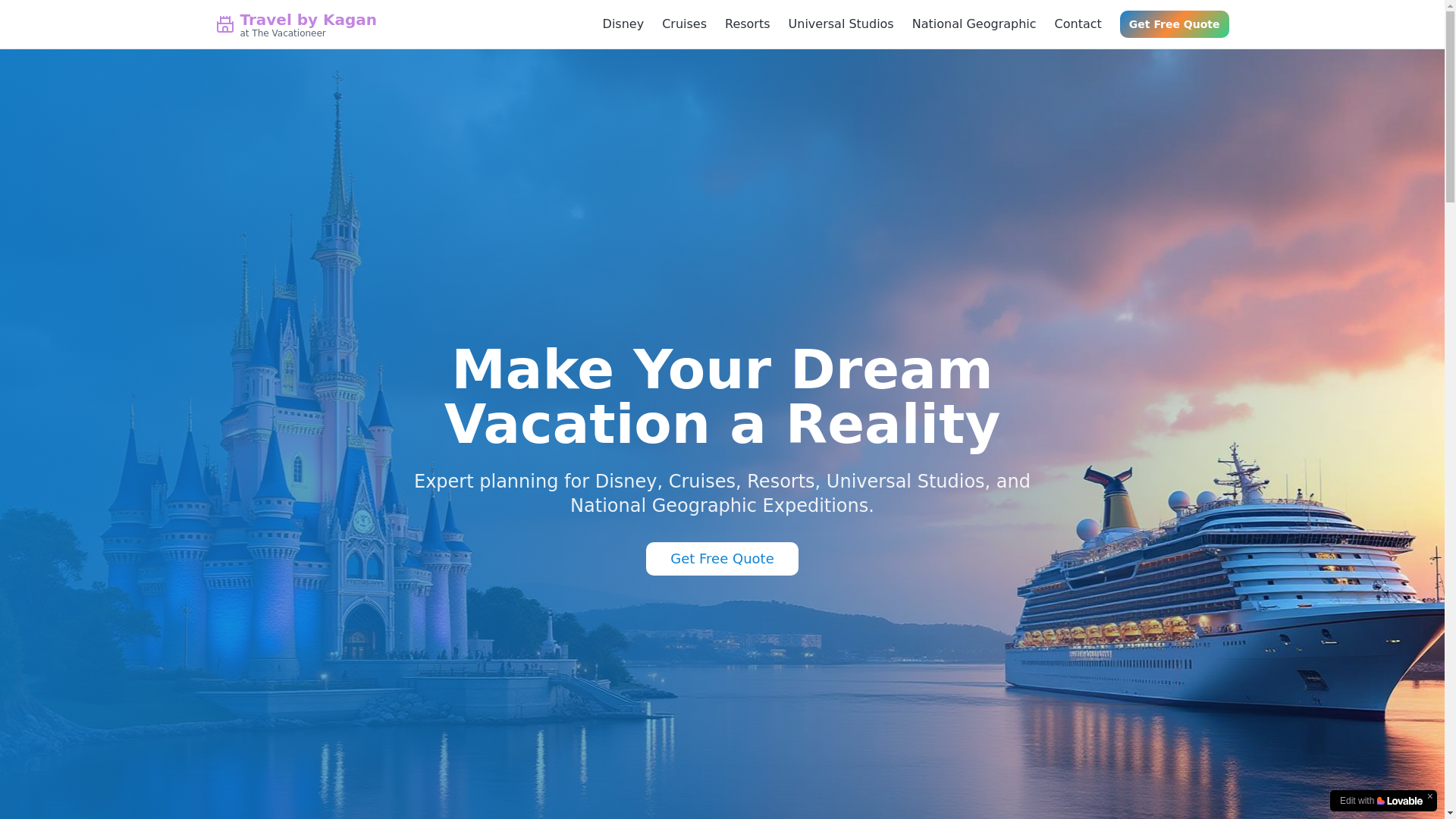 website screenshot of https://travelbykagan.com/