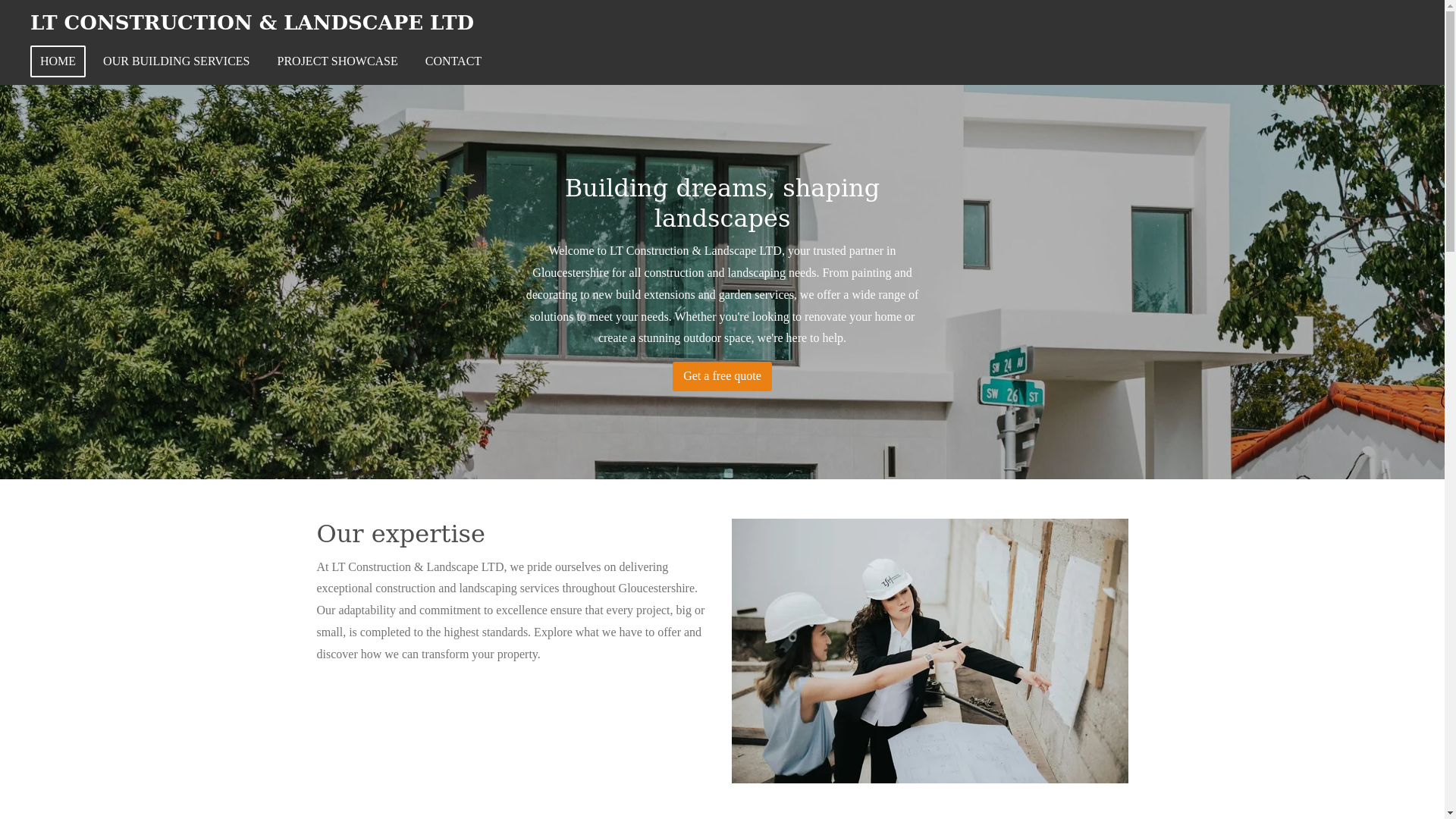 website screenshot of https://ltconstructionlandscape.com/