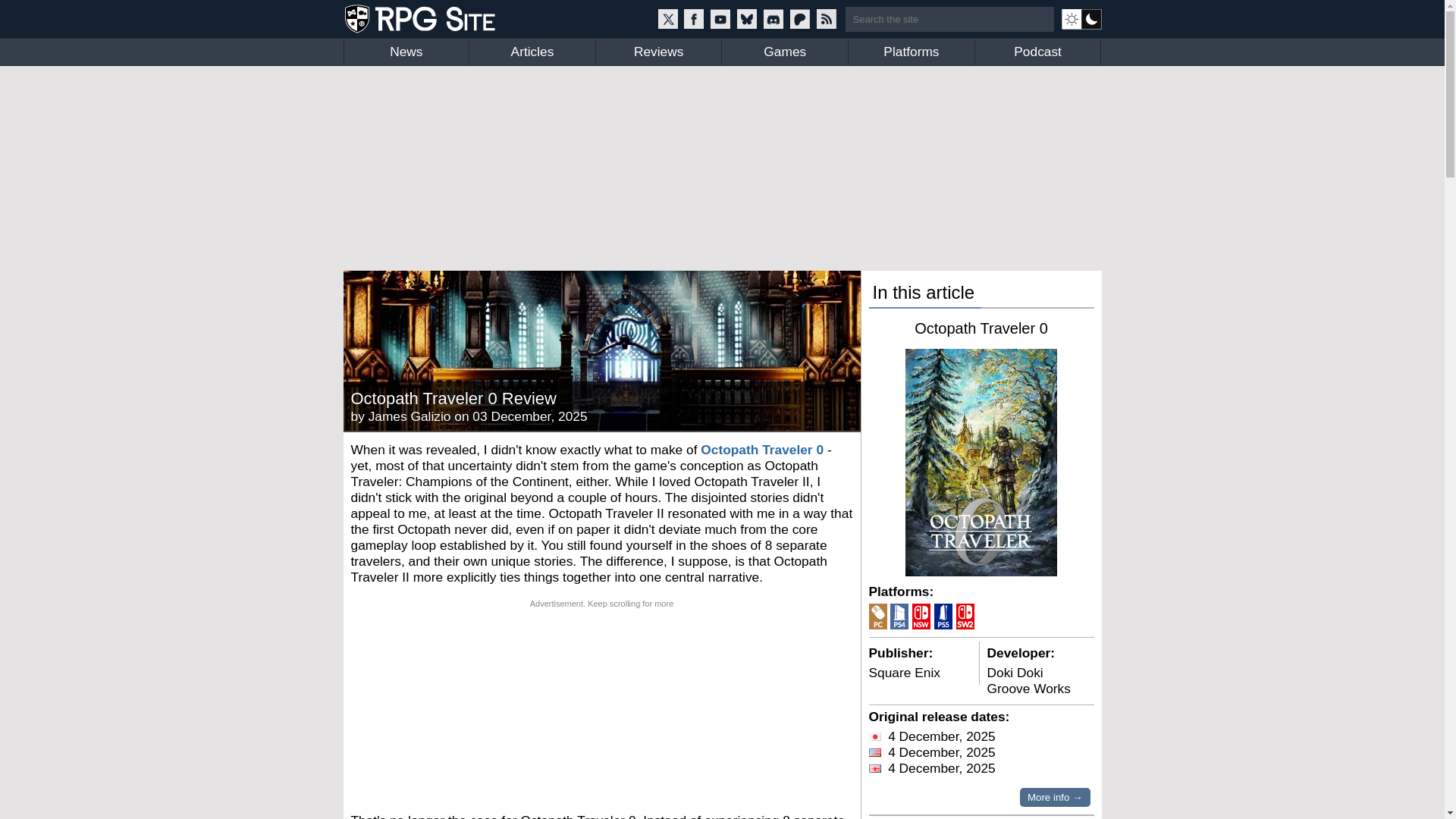 website screenshot of https://www.rpgsite.net/review/19069-octopath-traveler-0-review