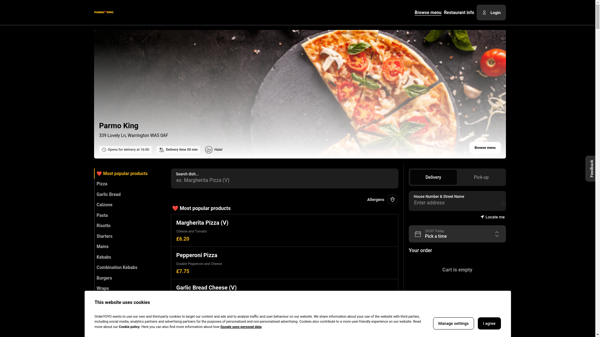 website screenshot of https://parmo-king-warrington.co.uk/