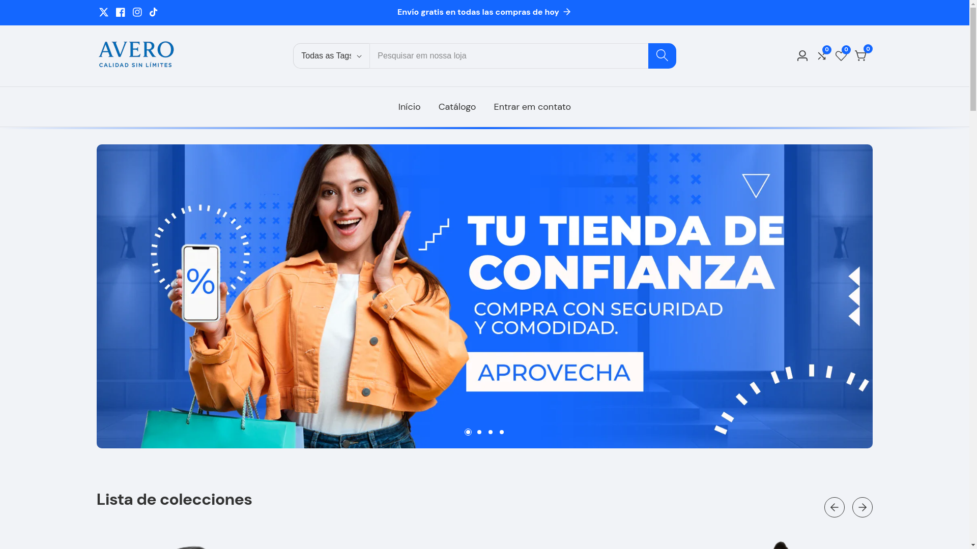 website screenshot of https://tienda-avero.store/