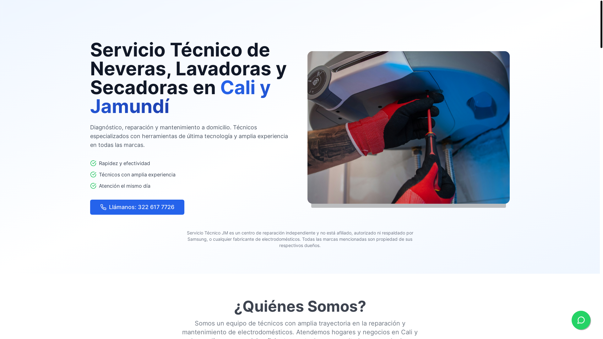 website screenshot of https://serviciotecnicojm.com.co/