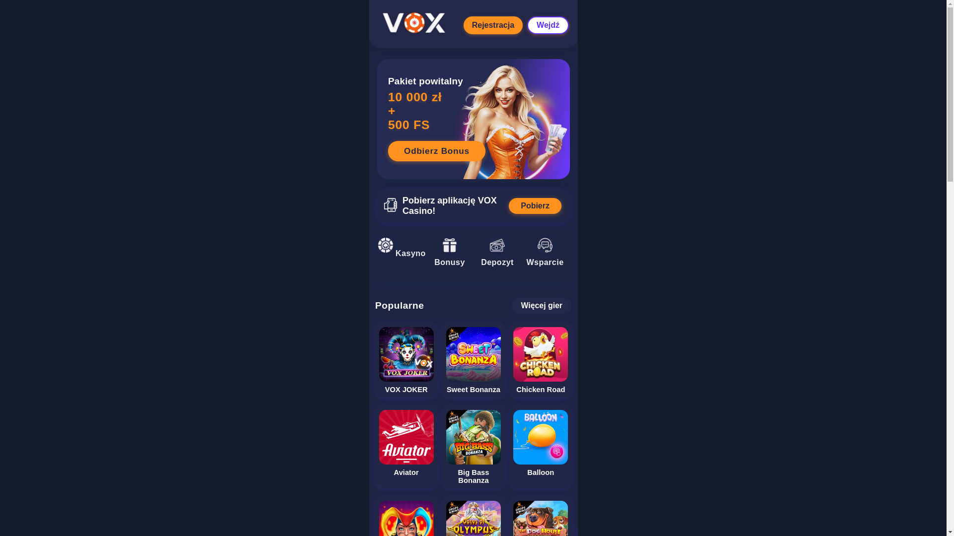 website screenshot of https://voxkasyno-pl2025.click/