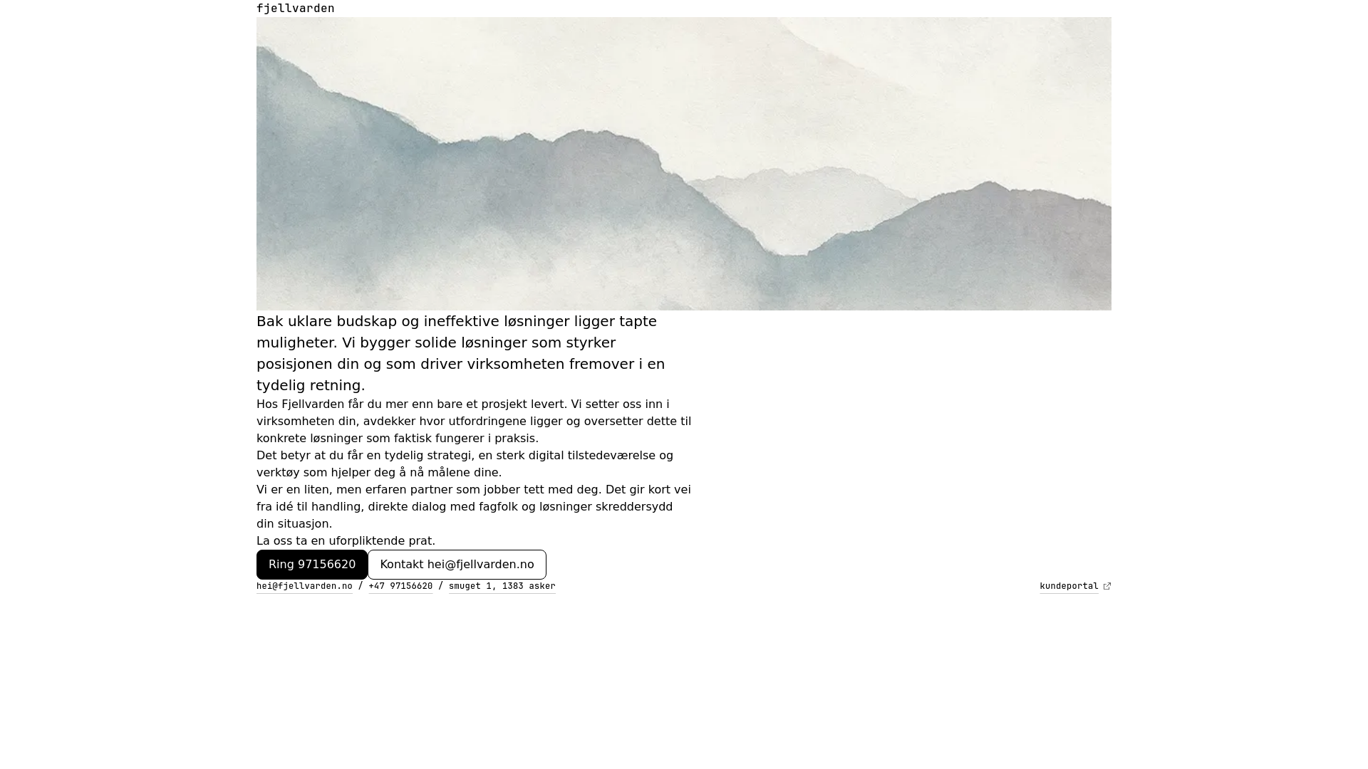 website screenshot of https://fjellvarden.no/