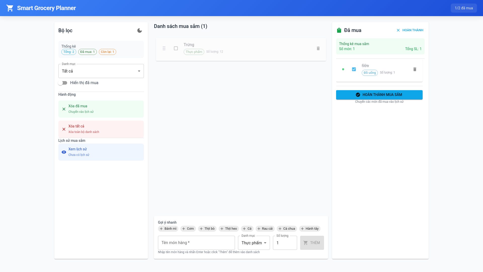 website screenshot of https://smart-grocery-planner.pages.dev/