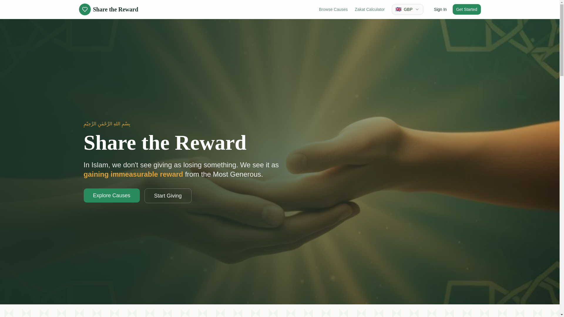 website screenshot of https://sharethereward.com/