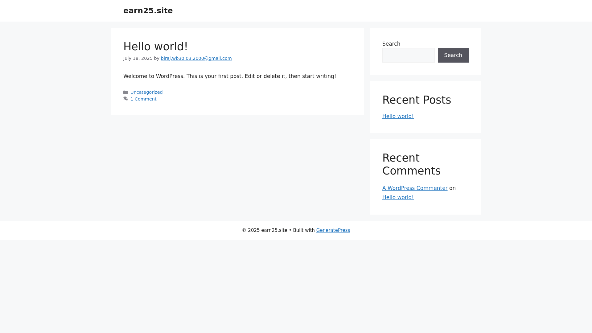 website screenshot of https://earn25.site/