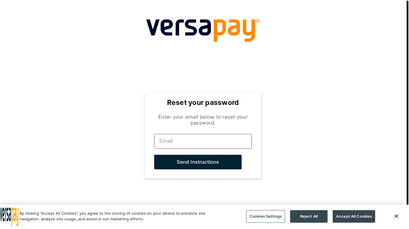 website screenshot of https://secure.versapay.com/users/password/new
