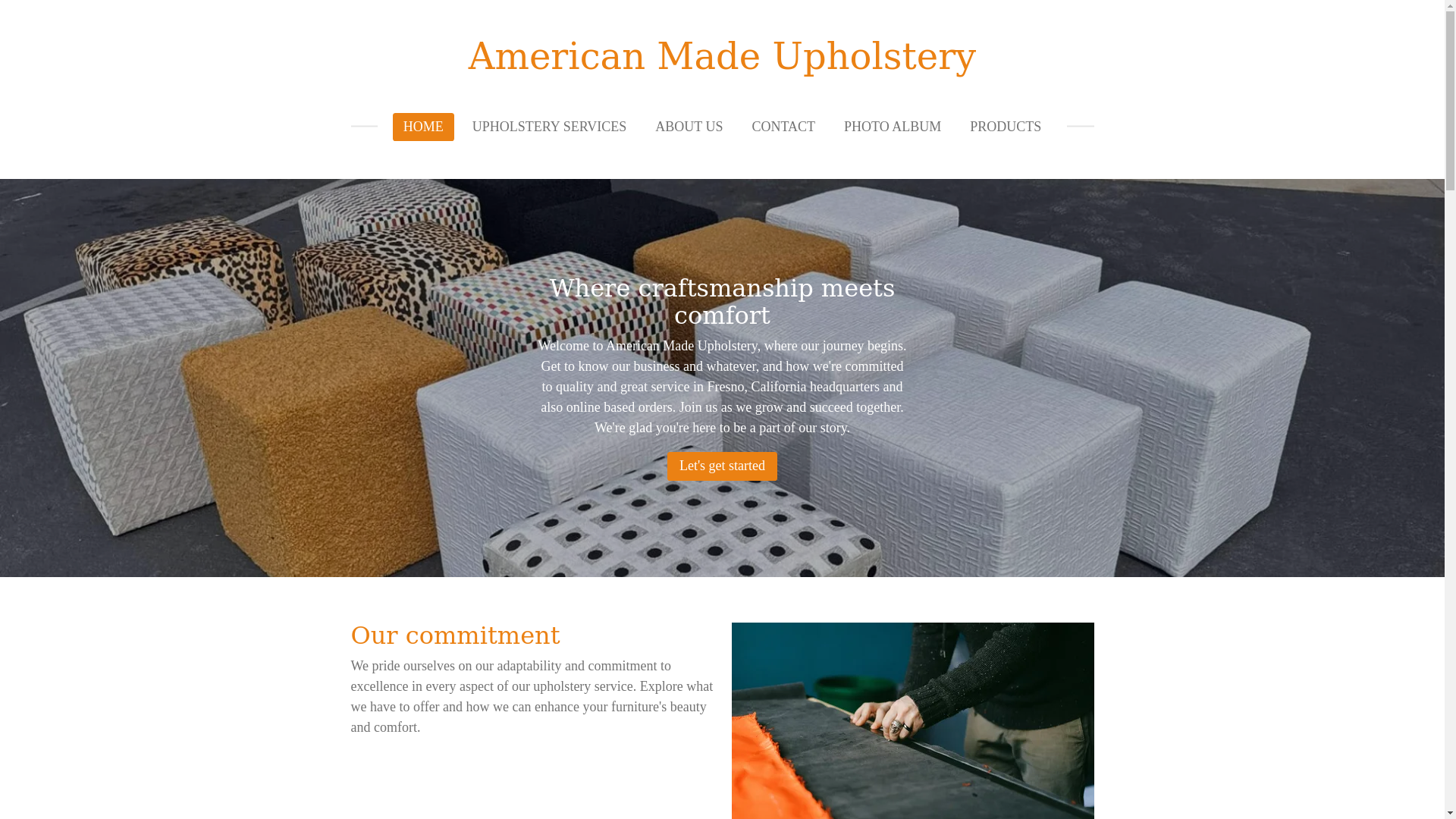 website screenshot of https://americanmadeupholstery.com/