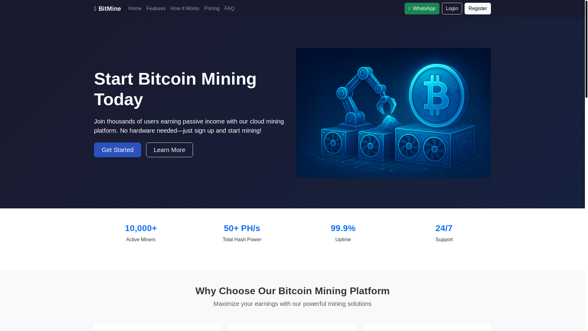 website screenshot of https://bitcoinminingsite.online/
