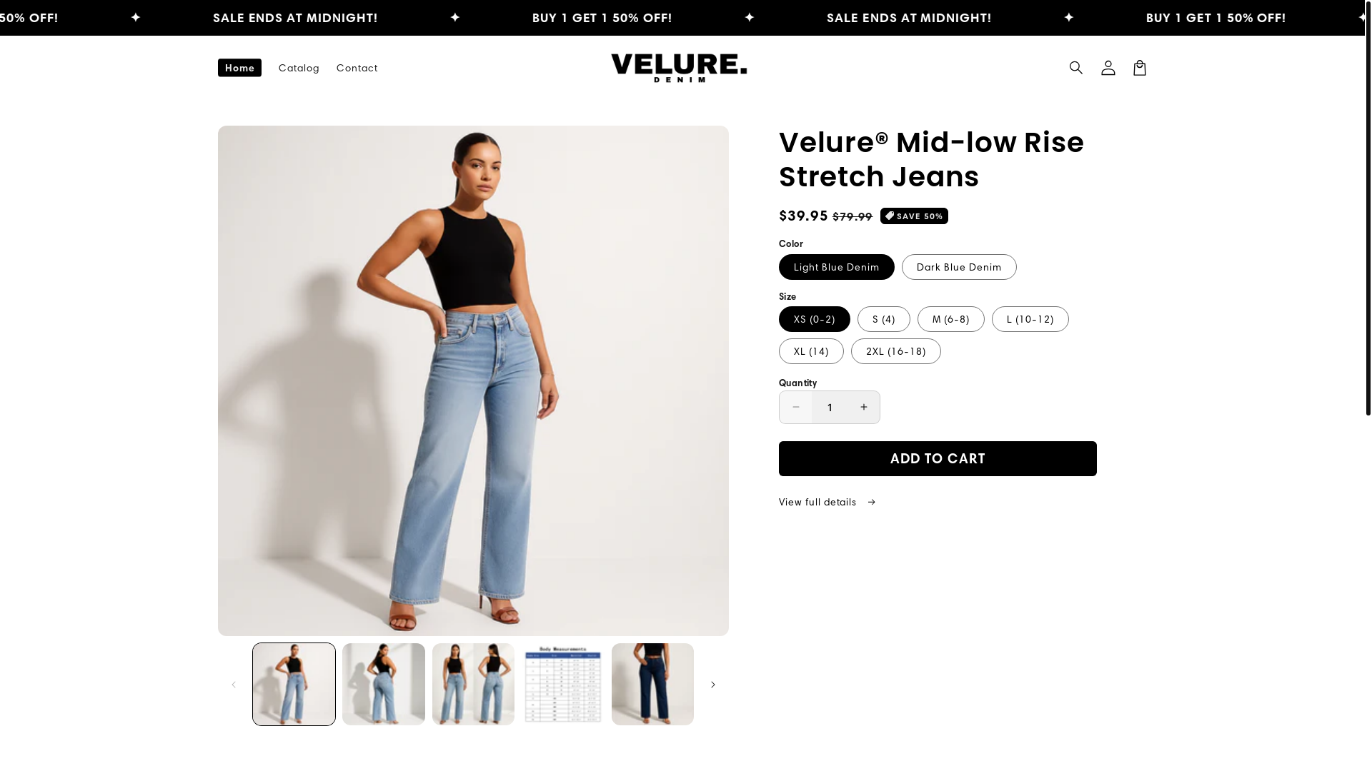 website screenshot of https://velure-denim.com/