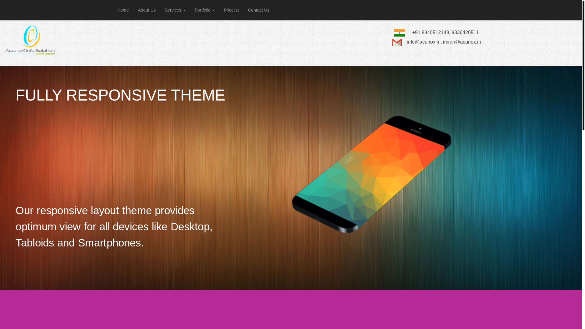 website screenshot of https://acunox.co.in/