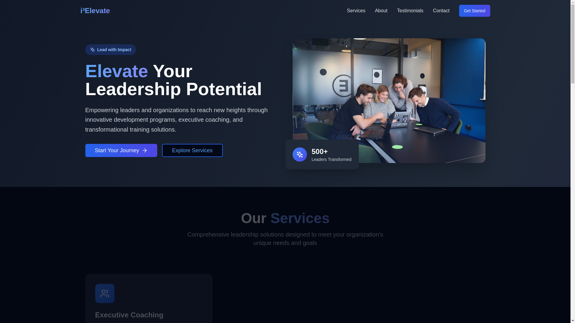 website screenshot of https://i3elevate.com/