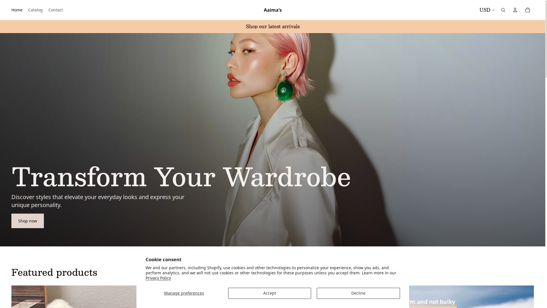 website screenshot of https://aaimasstore.com/