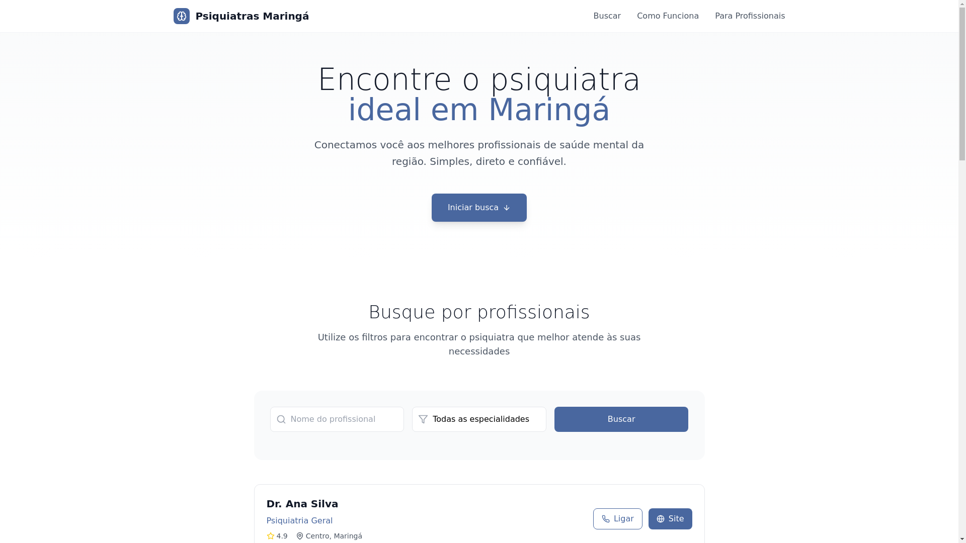 website screenshot of https://psiquiatrasmaringa.com.br/