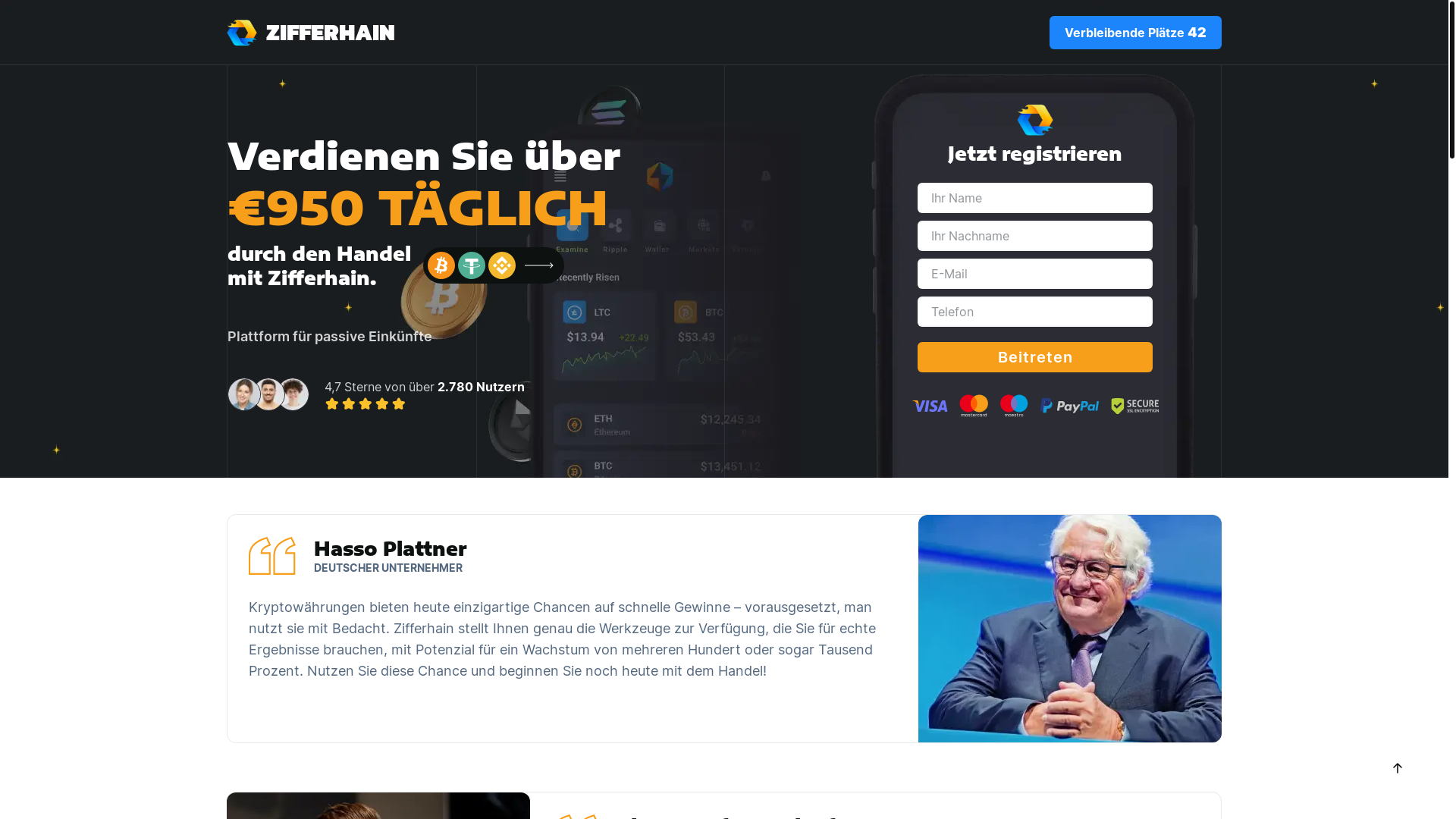 website screenshot of https://zifferhain.de/