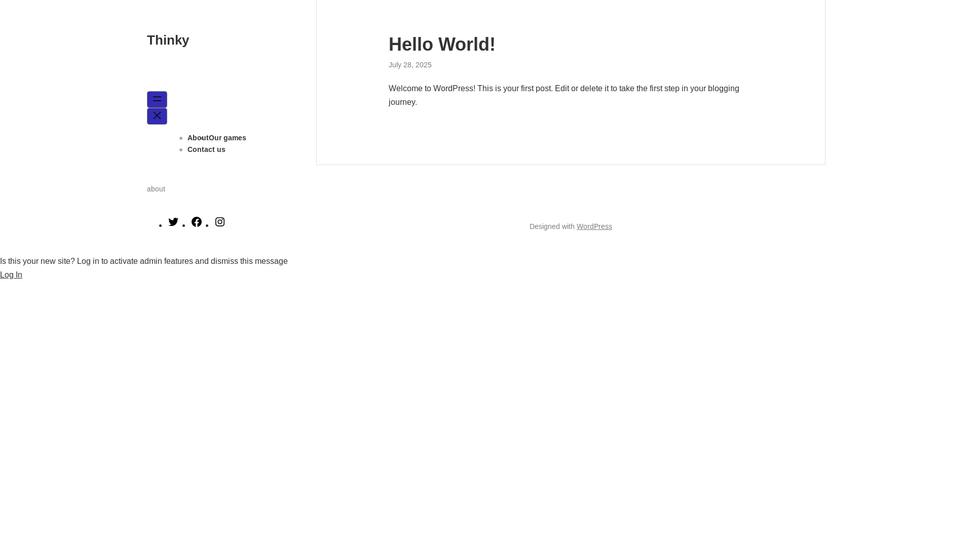 website screenshot of https://thinkygames.blog/
