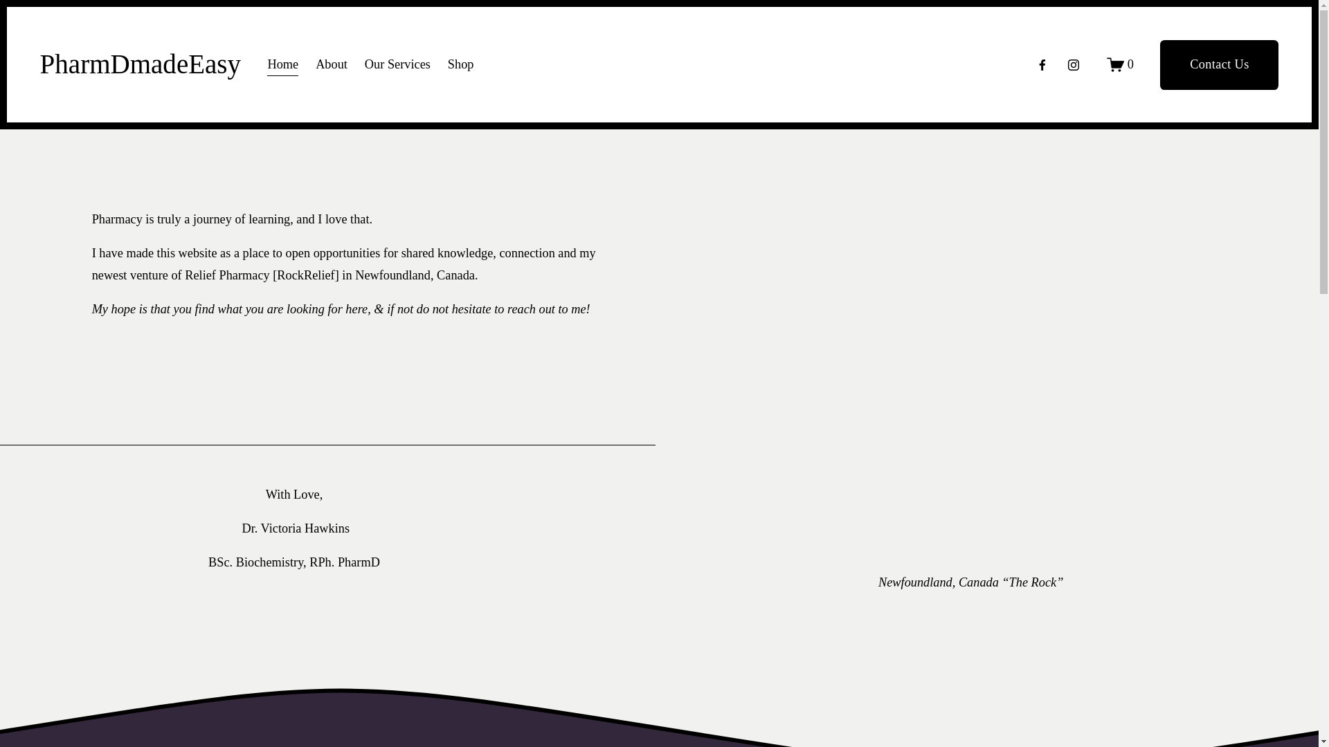website screenshot of https://rockrelief.ca/