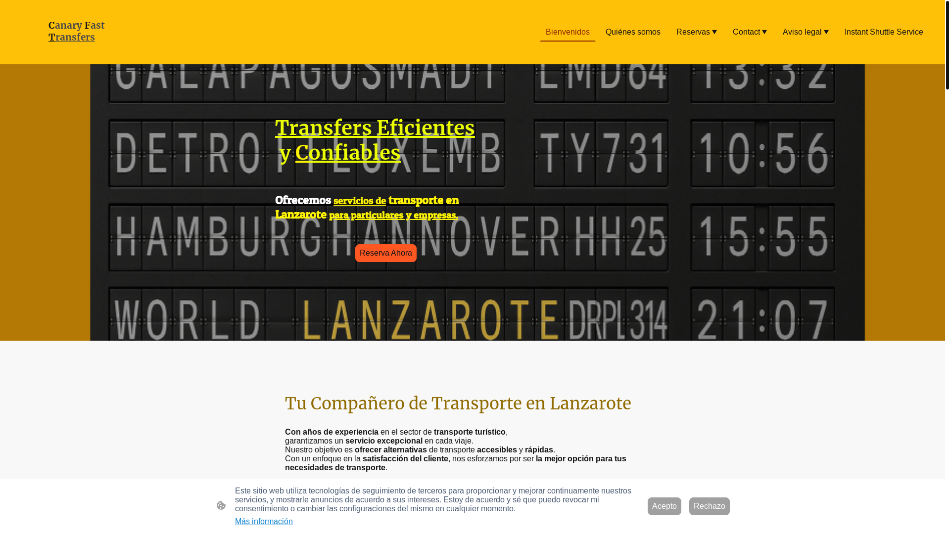 website screenshot of https://canaryfasttransfers.es/