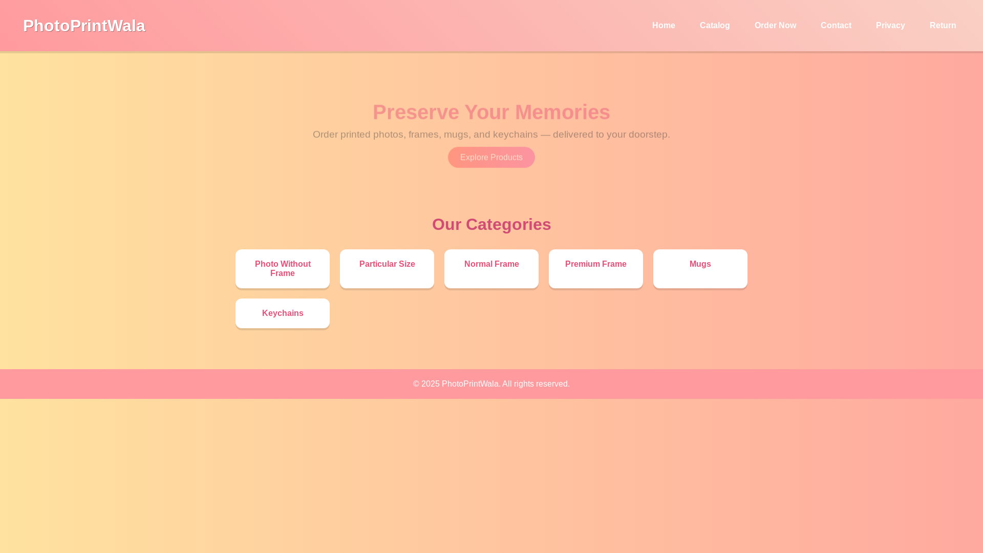 website screenshot of https://photoprintwala.shop/