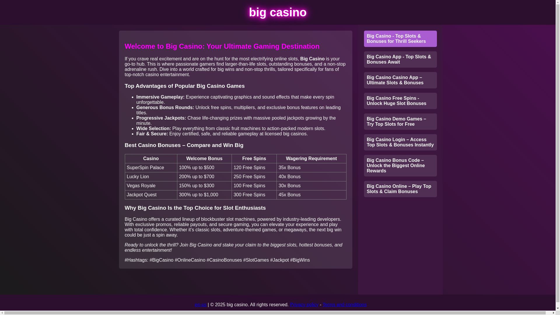 website screenshot of https://play-bigcasino.net/