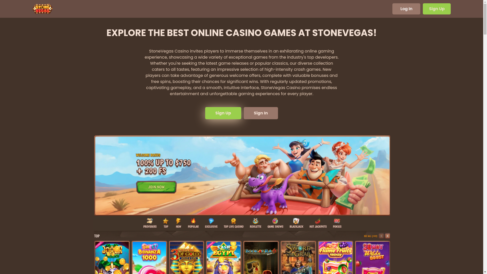 website screenshot of https://stonevegas.today/