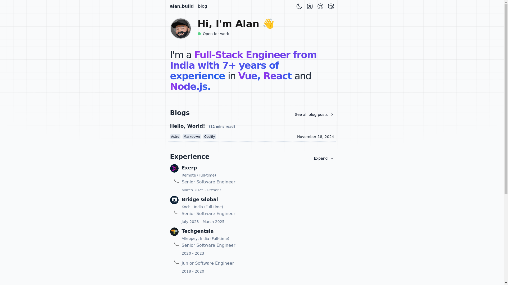 website screenshot of https://alan.build/