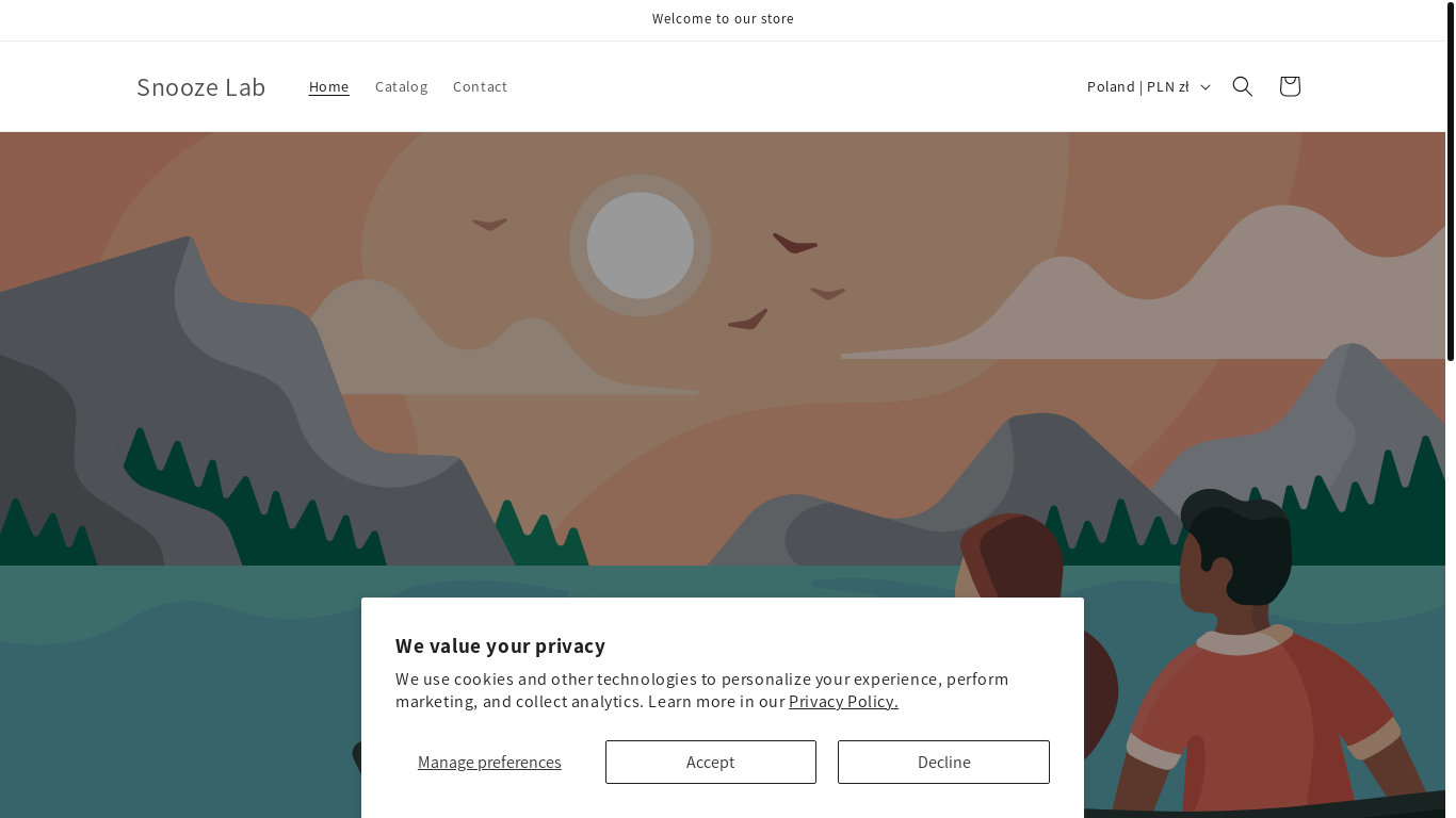 website screenshot of https://shopsnoozelab.com/