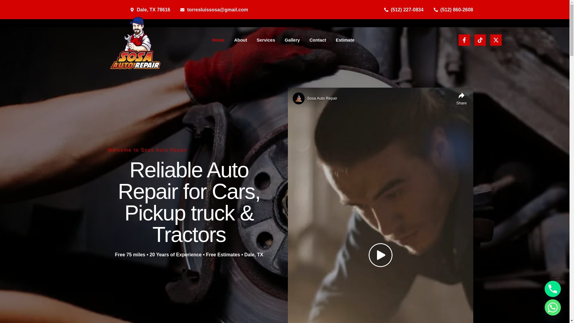 website screenshot of https://sosaautorepairtx.com/