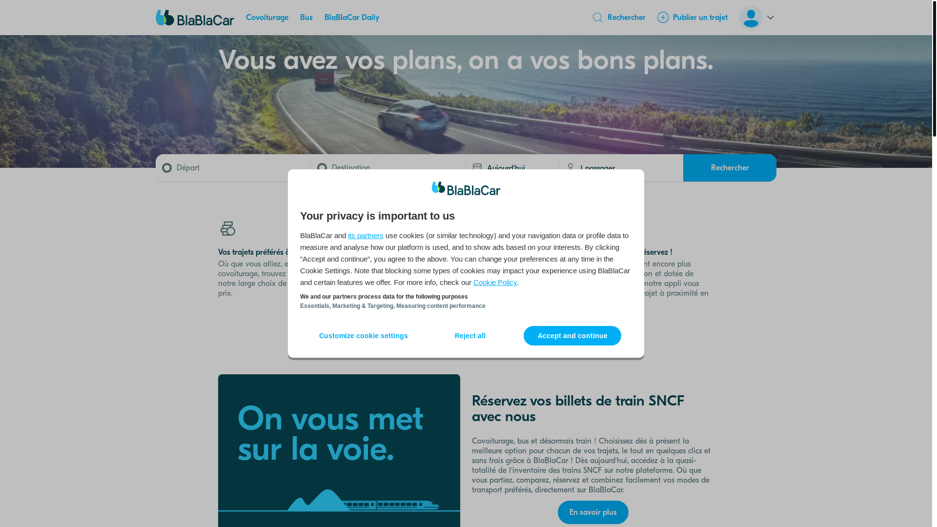 website screenshot of https://blablacar.fr